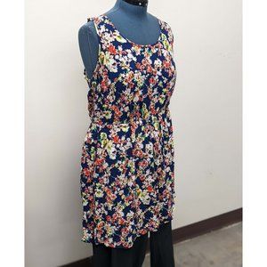 Forever 21 Plus Blue Floral Mini Dress Tie Waist with Pockets